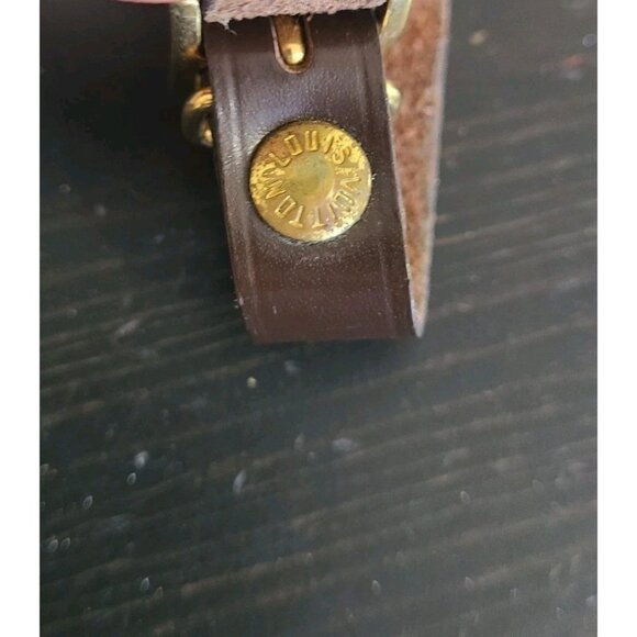 LOUIS VUITTON Luggage Tag Dark Brown Leather Gold Heart - Picture 5 of 6